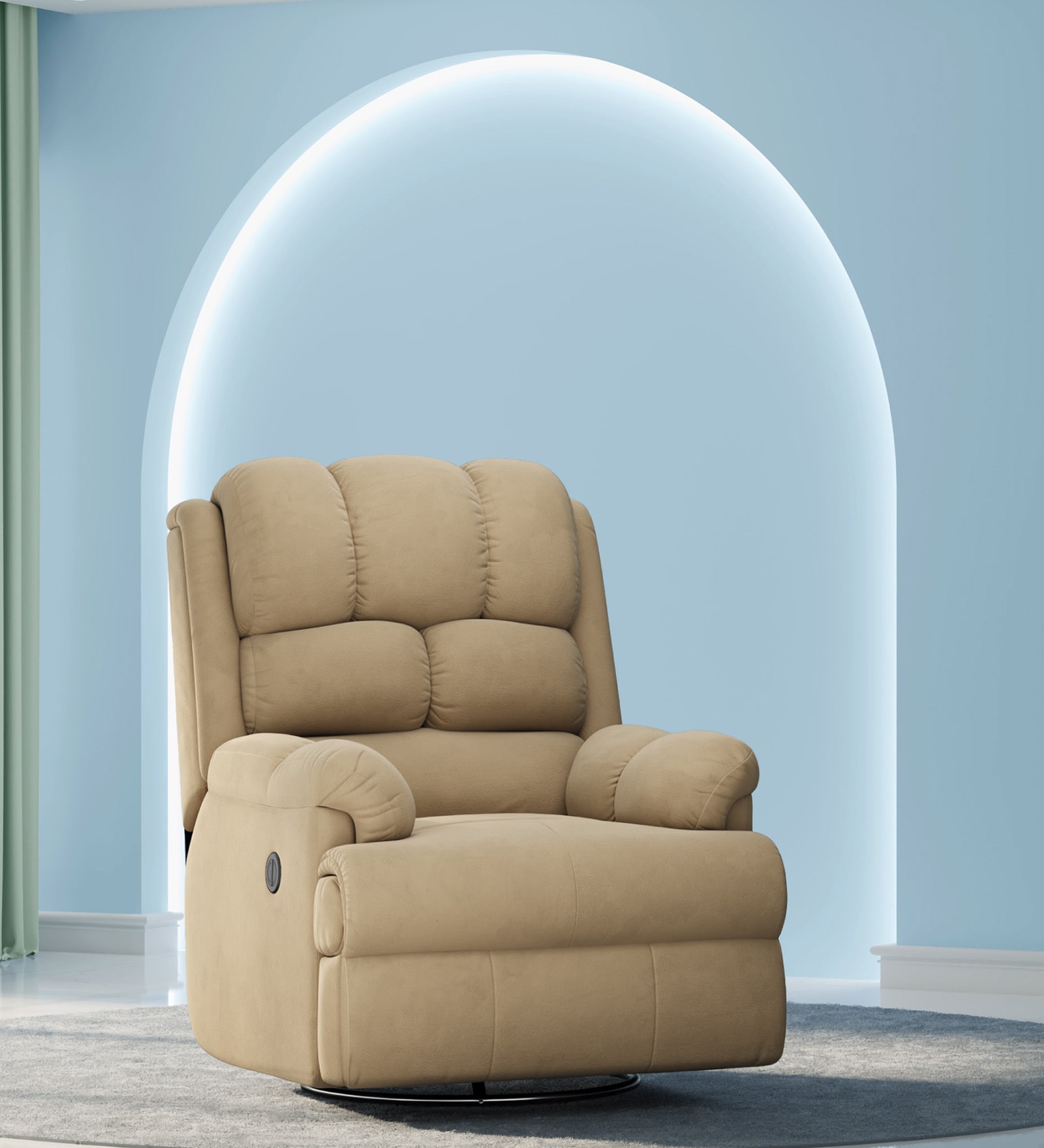 Luxe SmartGRID Motorized 1 Seater Recliner In Beige Colour With Revolving