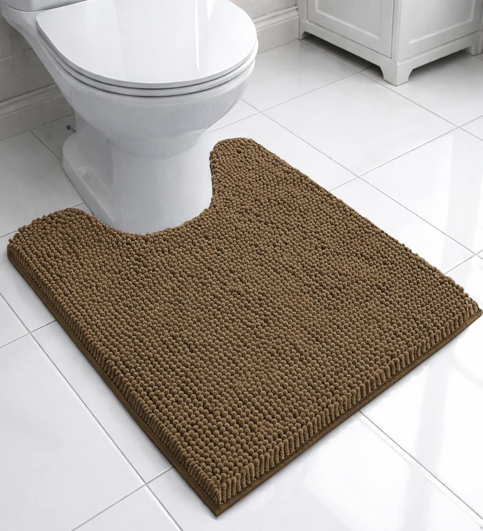 Chocolate Microfibre Chenille Contour  47x47 cm Bath Mat