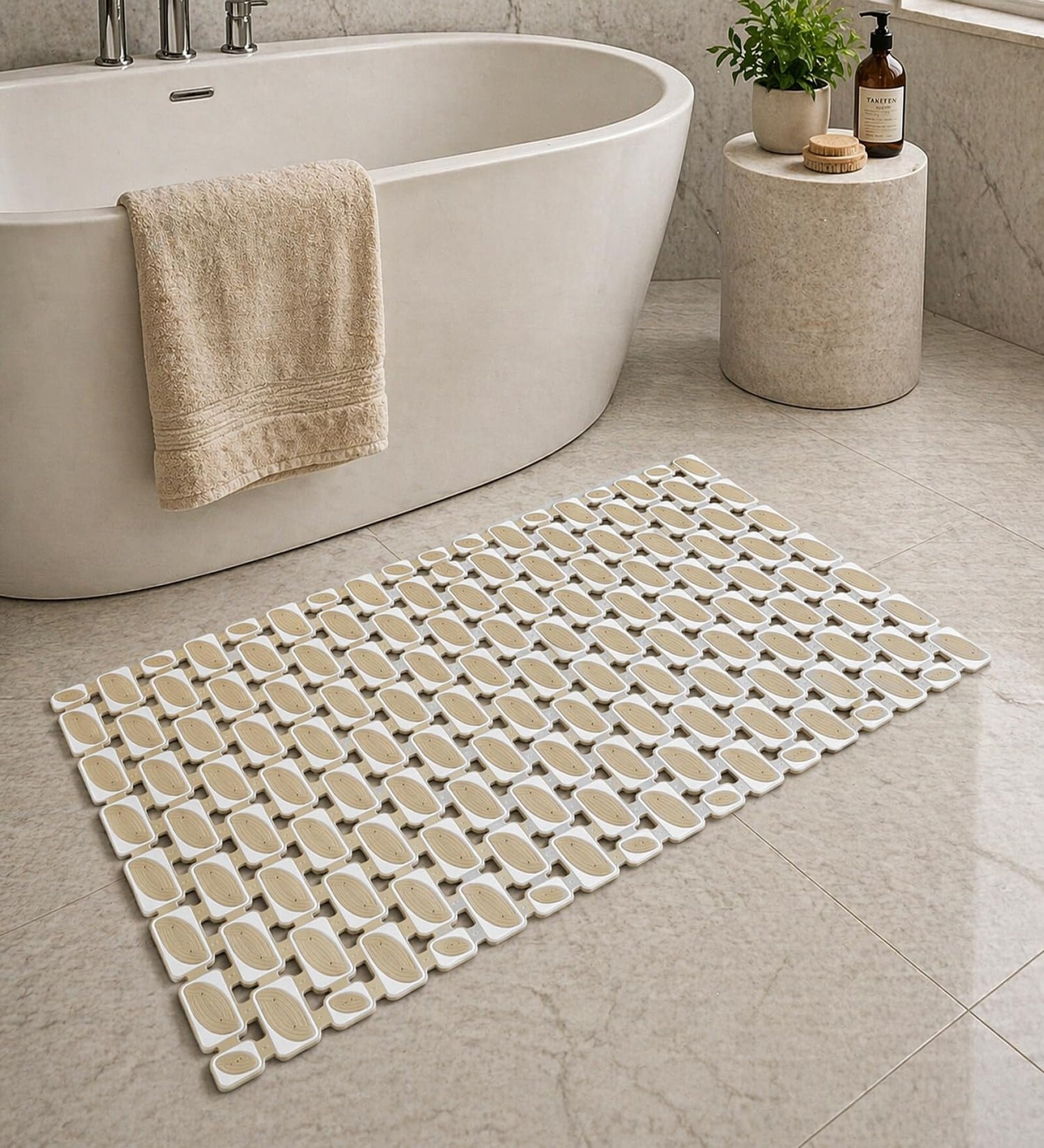 Grey Rubber Ibija Pattern 40x70 cm Shower Mat