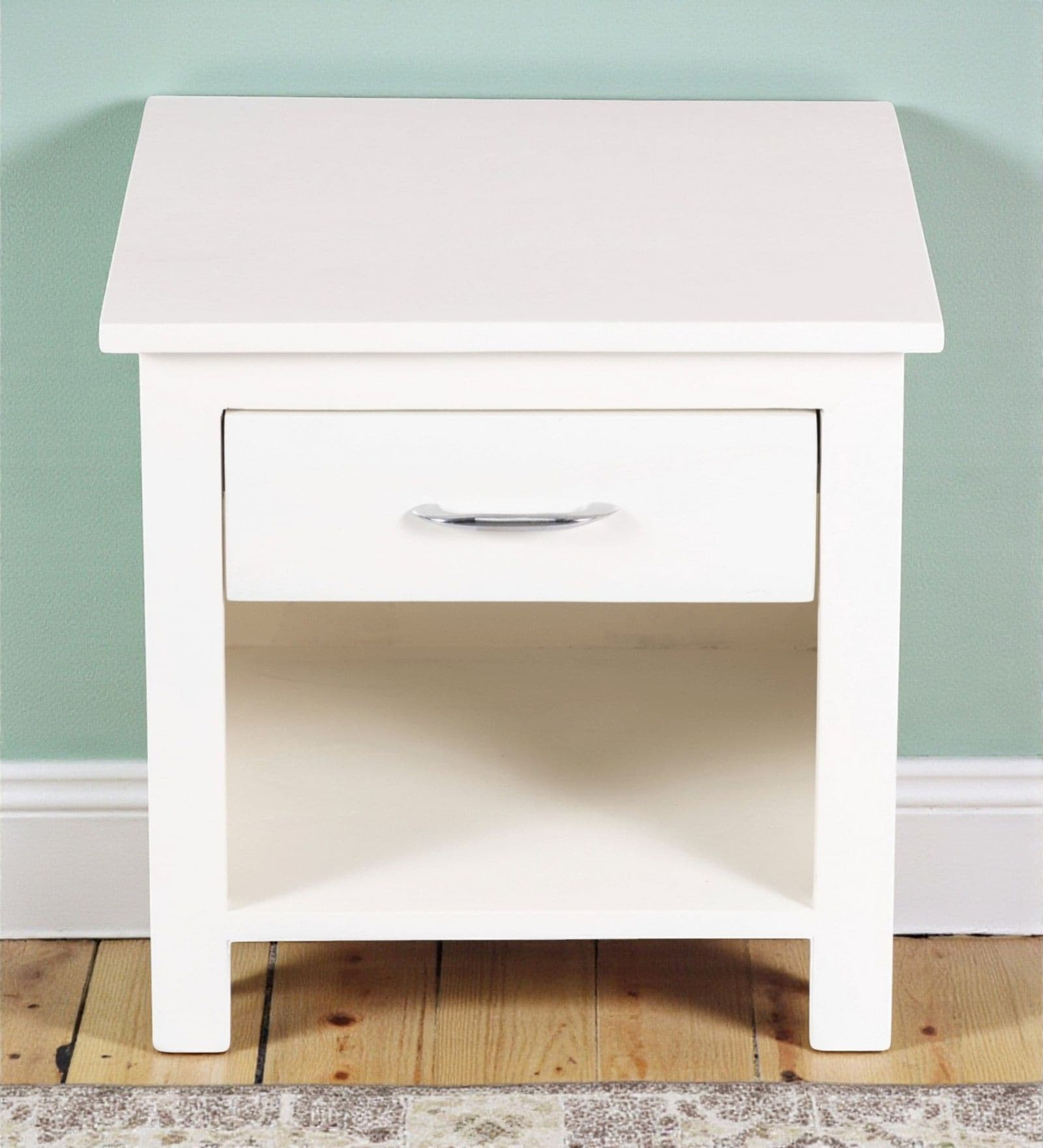 Luxnest Bedside Table In White Enamel Finish