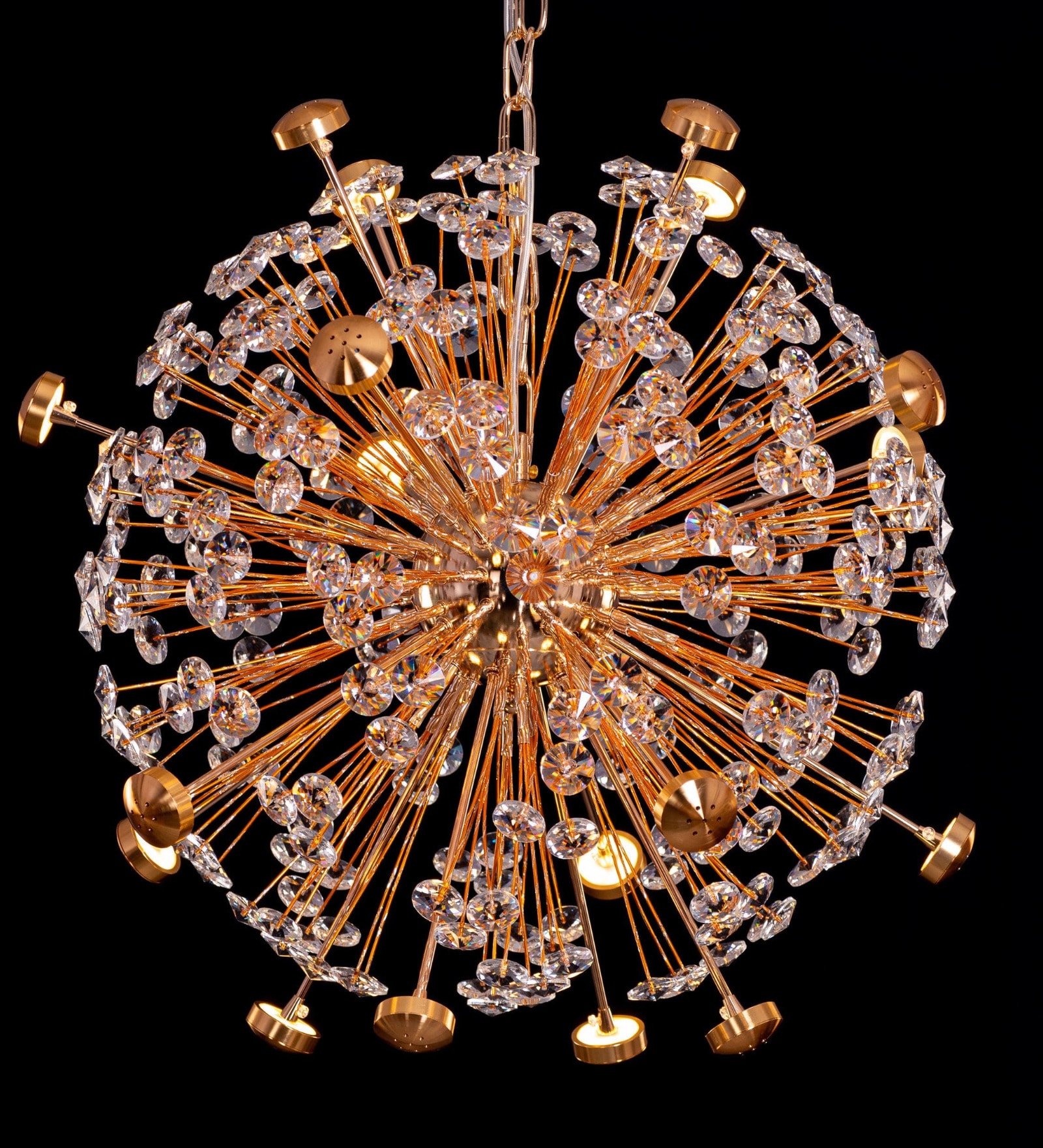 Luxuria Radiant Burst Gold Crystal Chandelier   Modern Dandelion Design
