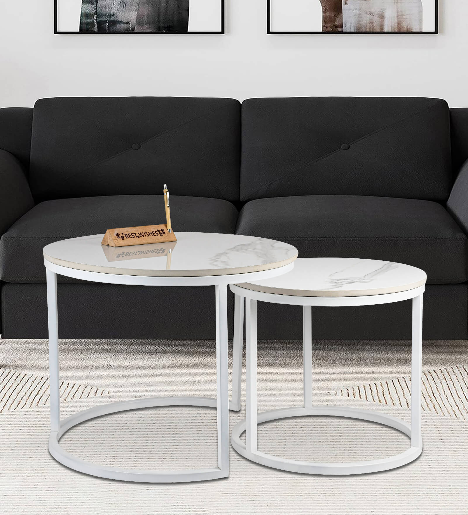 Lustle  Metal Nesting Coffee TableIn White Colour