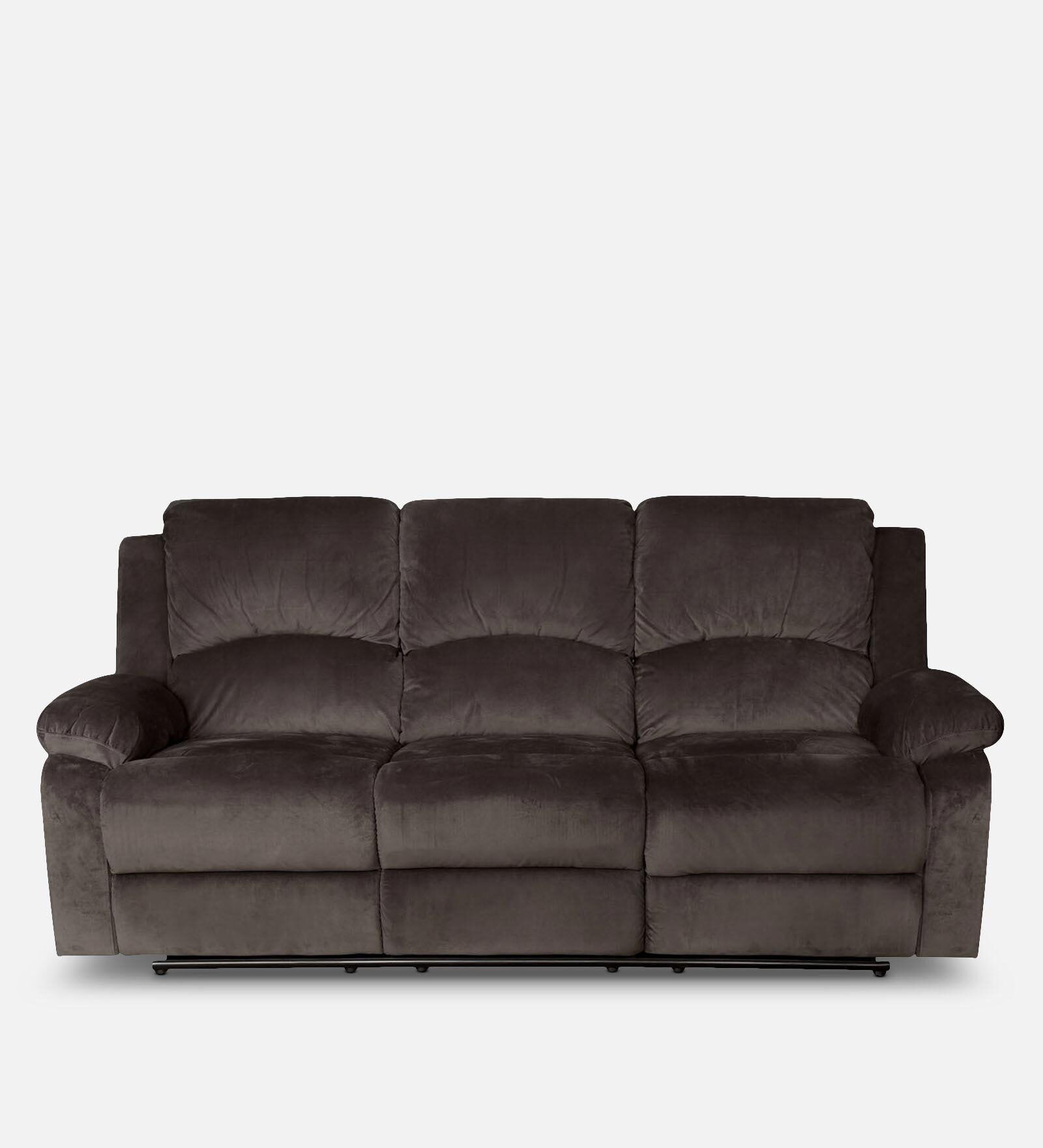 Luxury Fabric Manual Recliner Set in Coffee Brown Colour