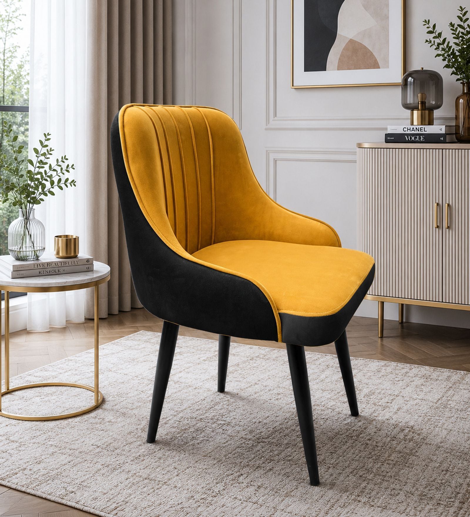 Luxury Accent Lounge Chair In Yellow Colour Luxury Accent Lounge Chair In Yellow Colour