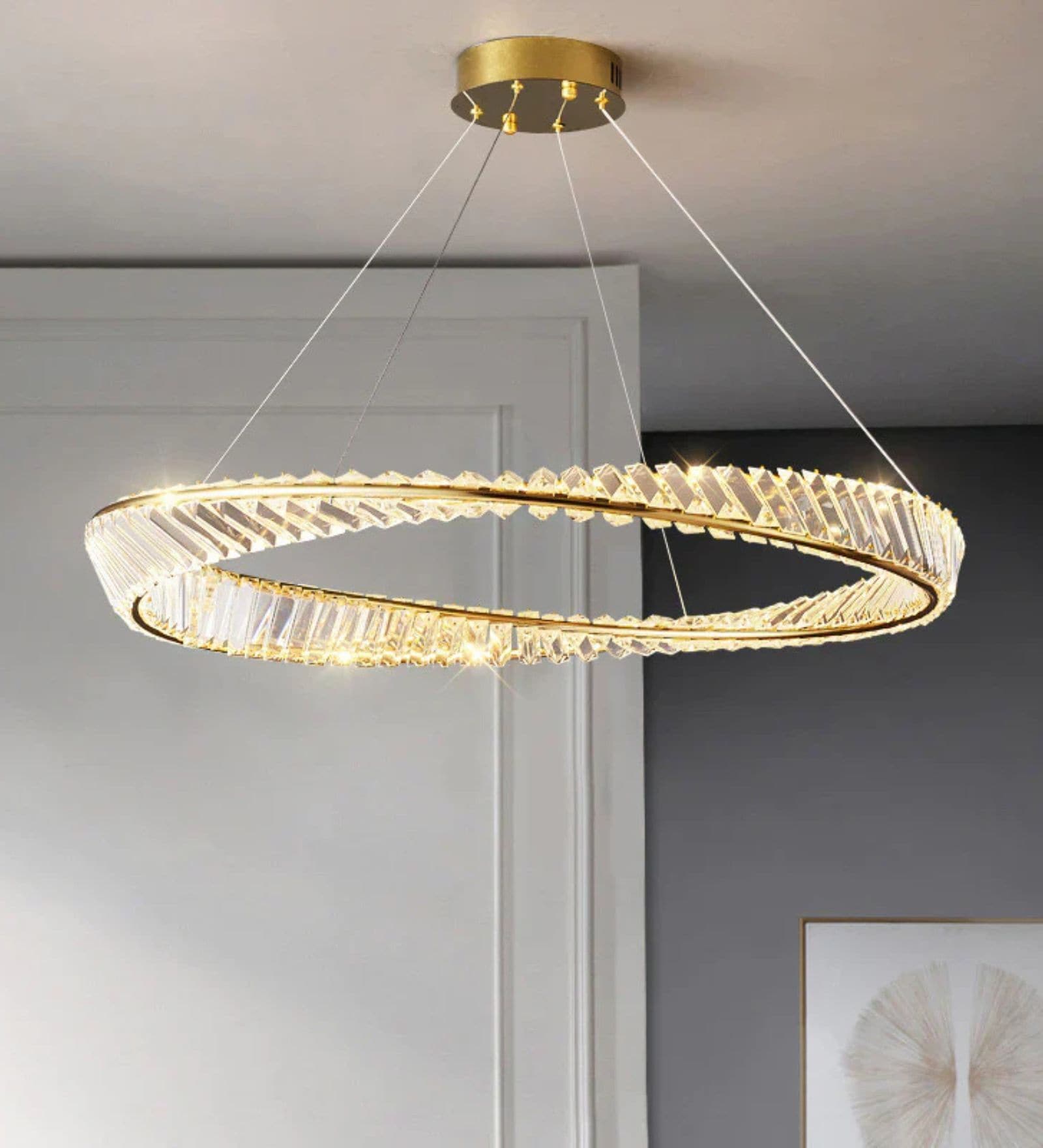 Luxury Crystal Ring LED Chandelier   60 cm Diameter