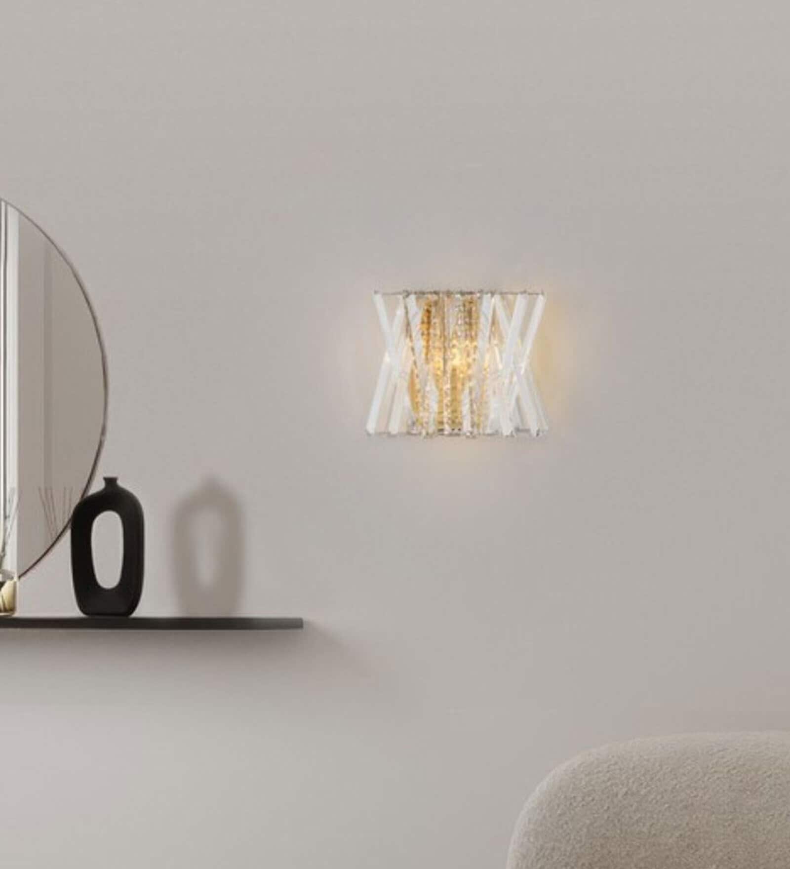 Luxury Crystal Wall Light   Modern Geometric Design in Gold & Clear