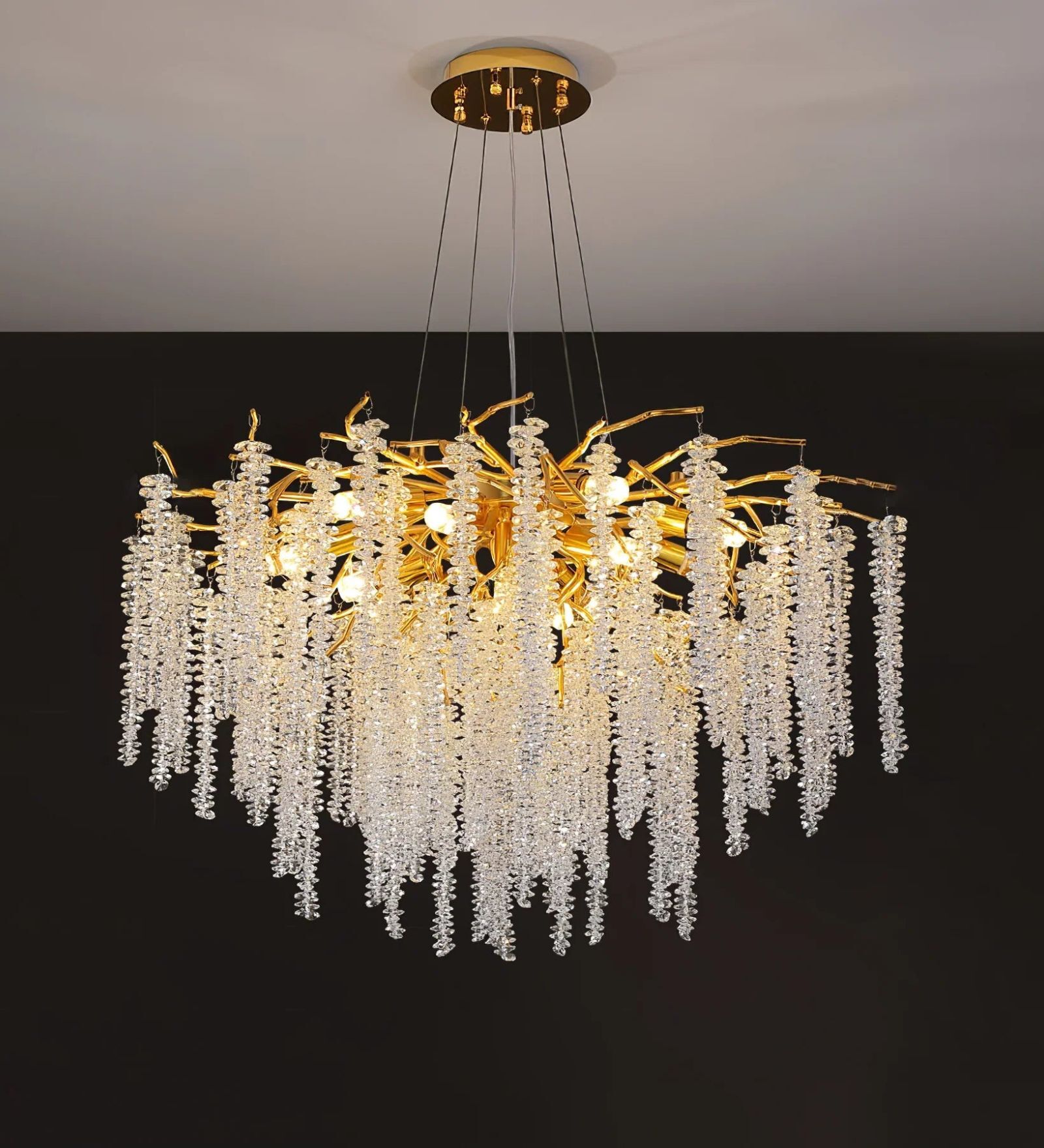 Luxury Crystal Waterfall Chandelier Pendant Light   Gold Finish | Dia 600 mm