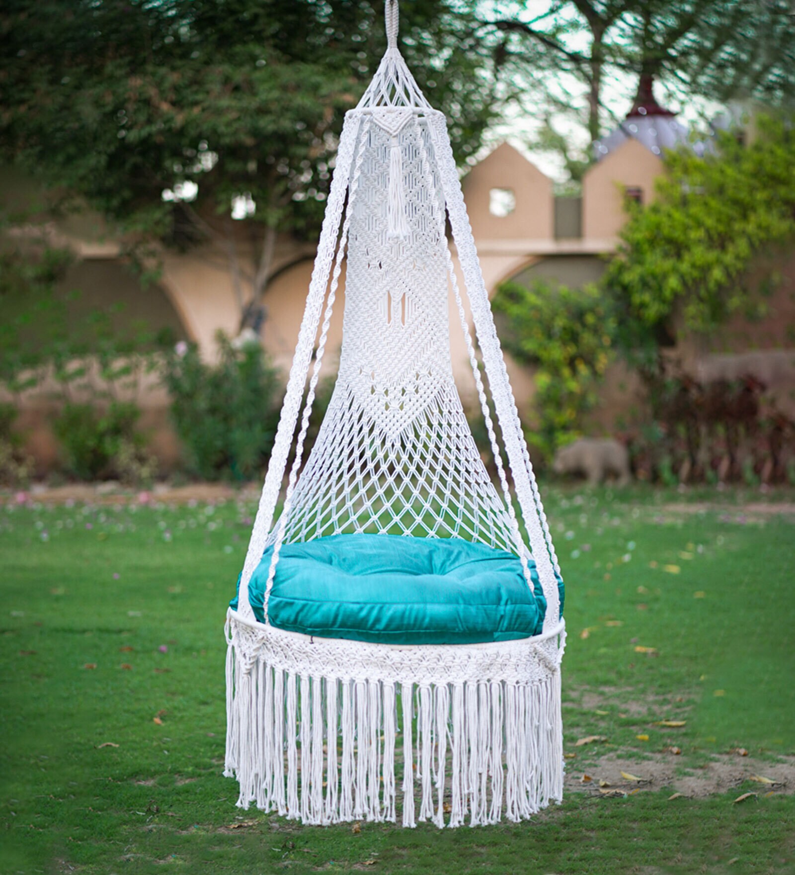 Luxury Fabric Swing in White & Blue Colour