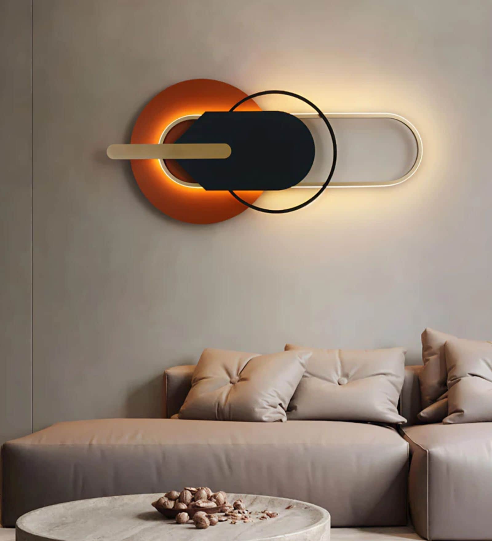 Brown And Blue Metal Wall Art With Led