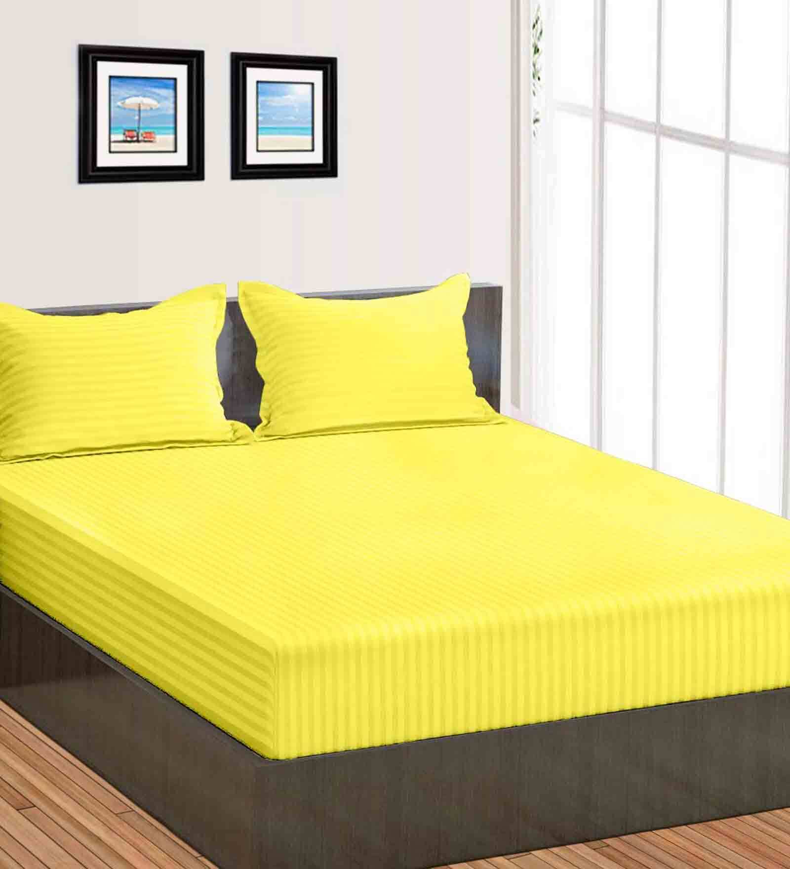 Luxury Soft 100% Cotton Satin Stripe 210 Tc Single Bedsheet with 1Pc Pillow Cover