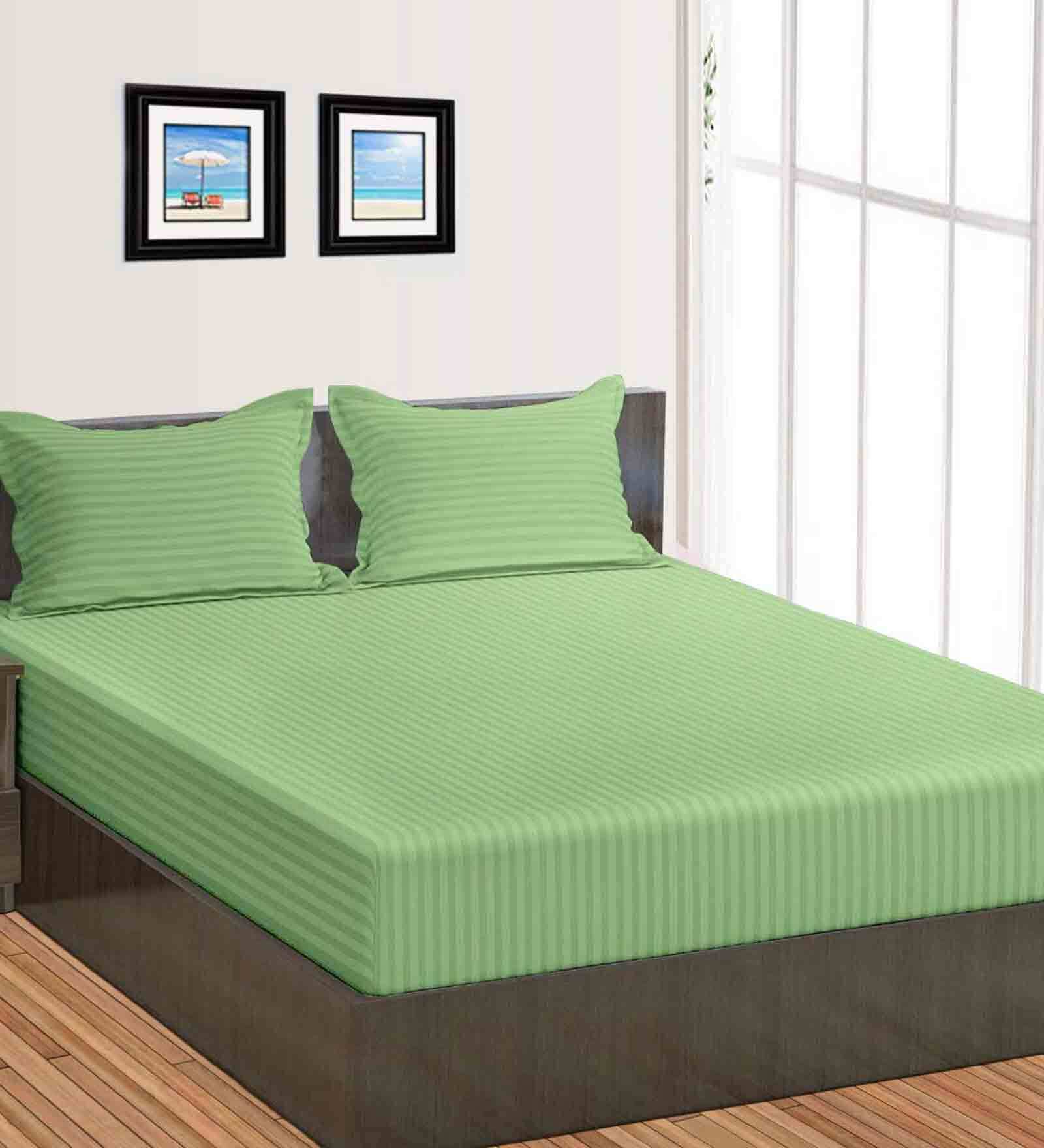 Buy Luxury Soft 100 Cotton Satin Stripe 210 Tc Super King Bedsheet