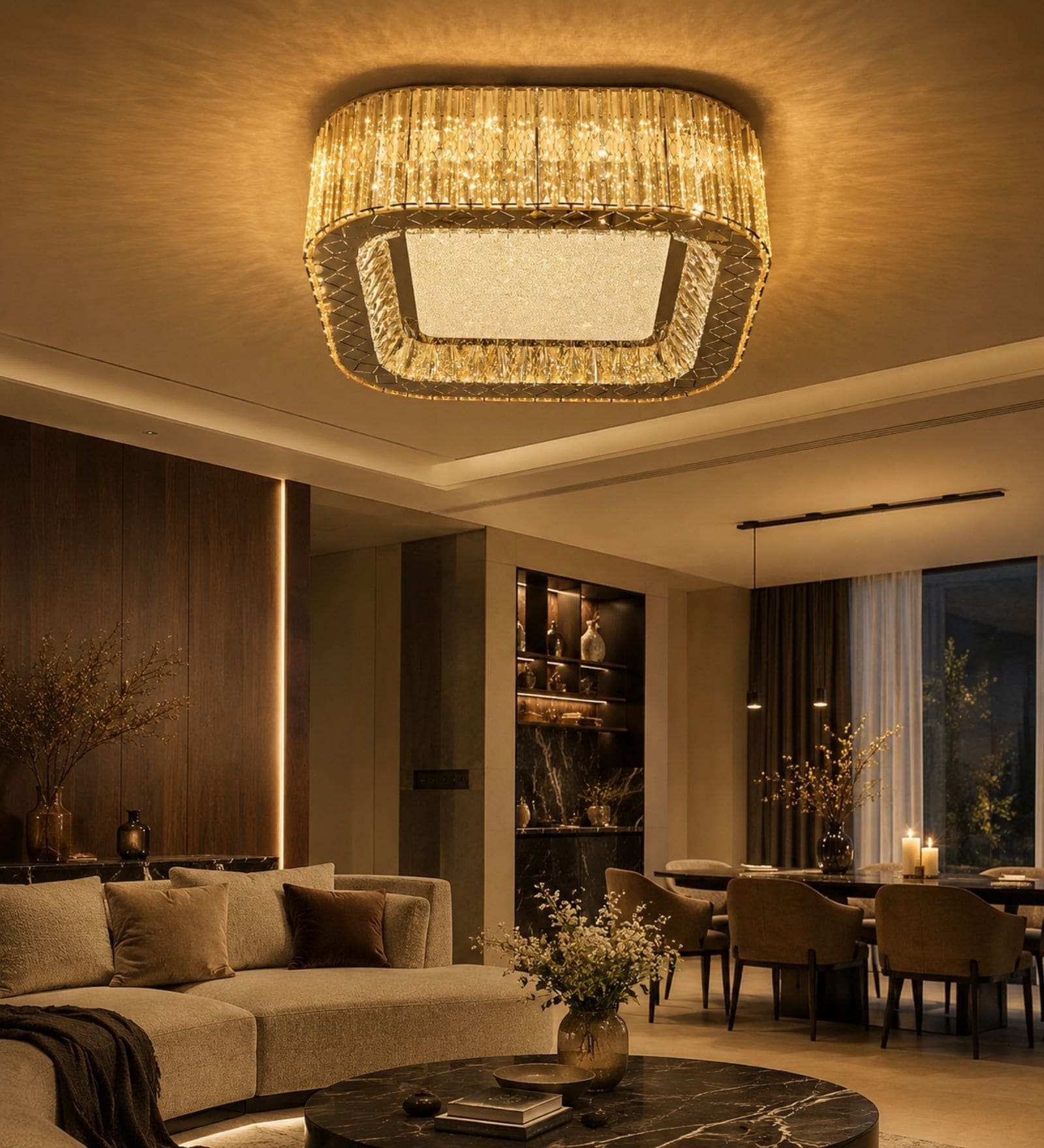 Luxury Tricolor Crystal LED Ceiling Light