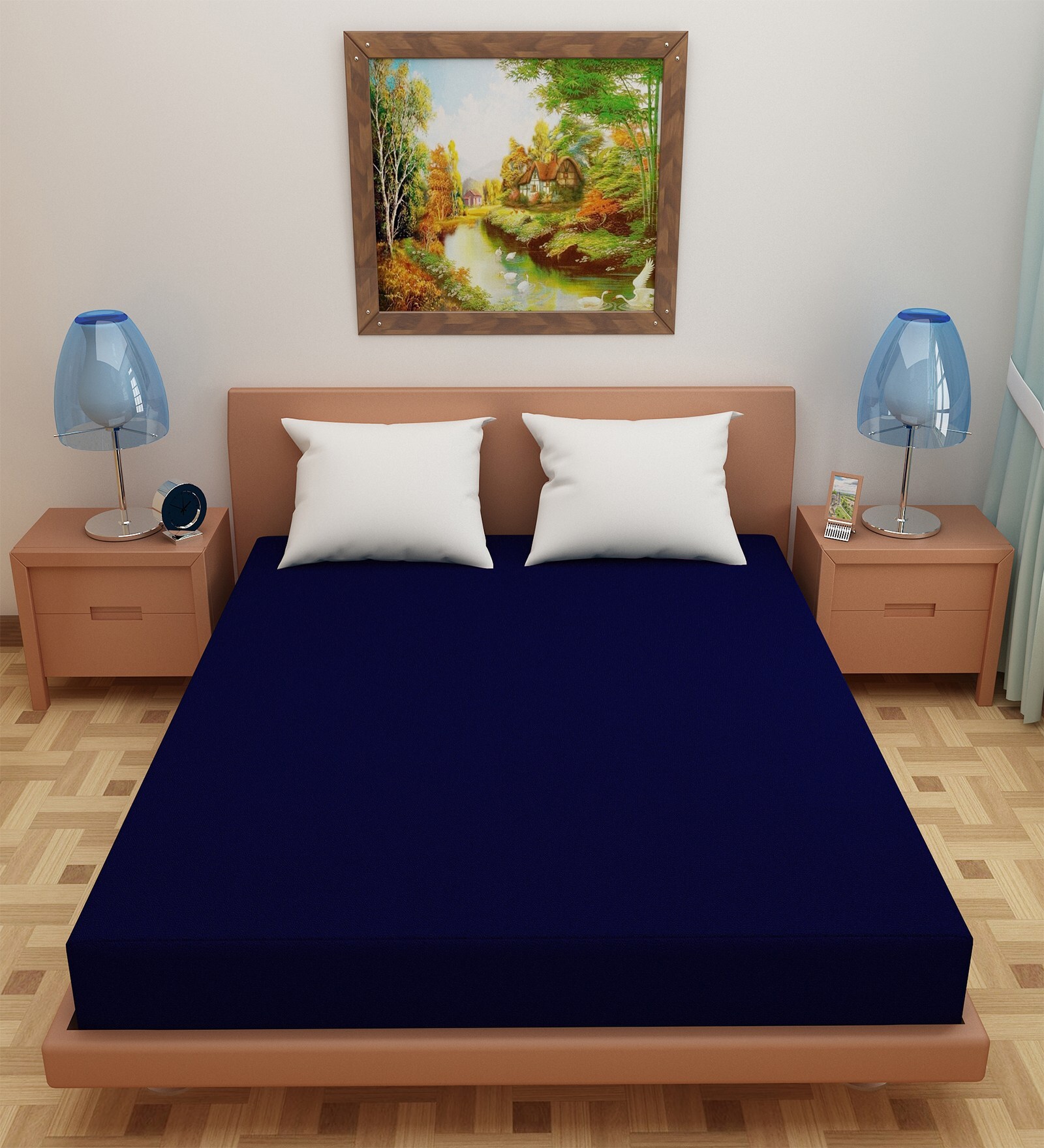 Luxury Waterproof Fitted Terry Cotton Queen Size (72x60) Mattress Protector in Blue Colour Luxury Waterproof Fitted Terry Cotton Queen Size (72x60) Mattress Protector in Blue Colour