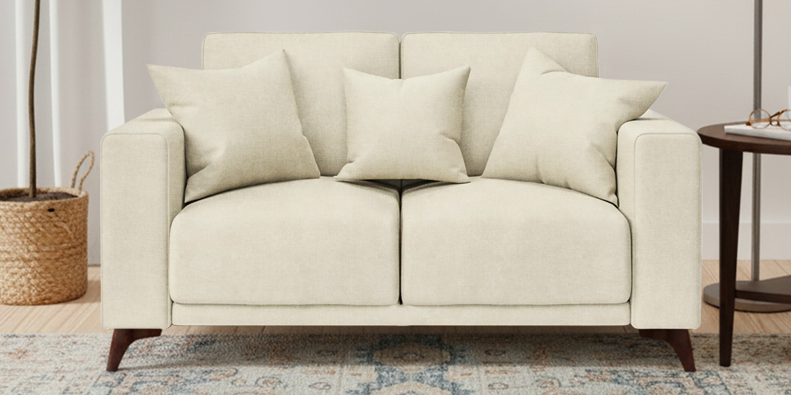 Luca Fabric 2 Seater Sofa In Maple Cream Color