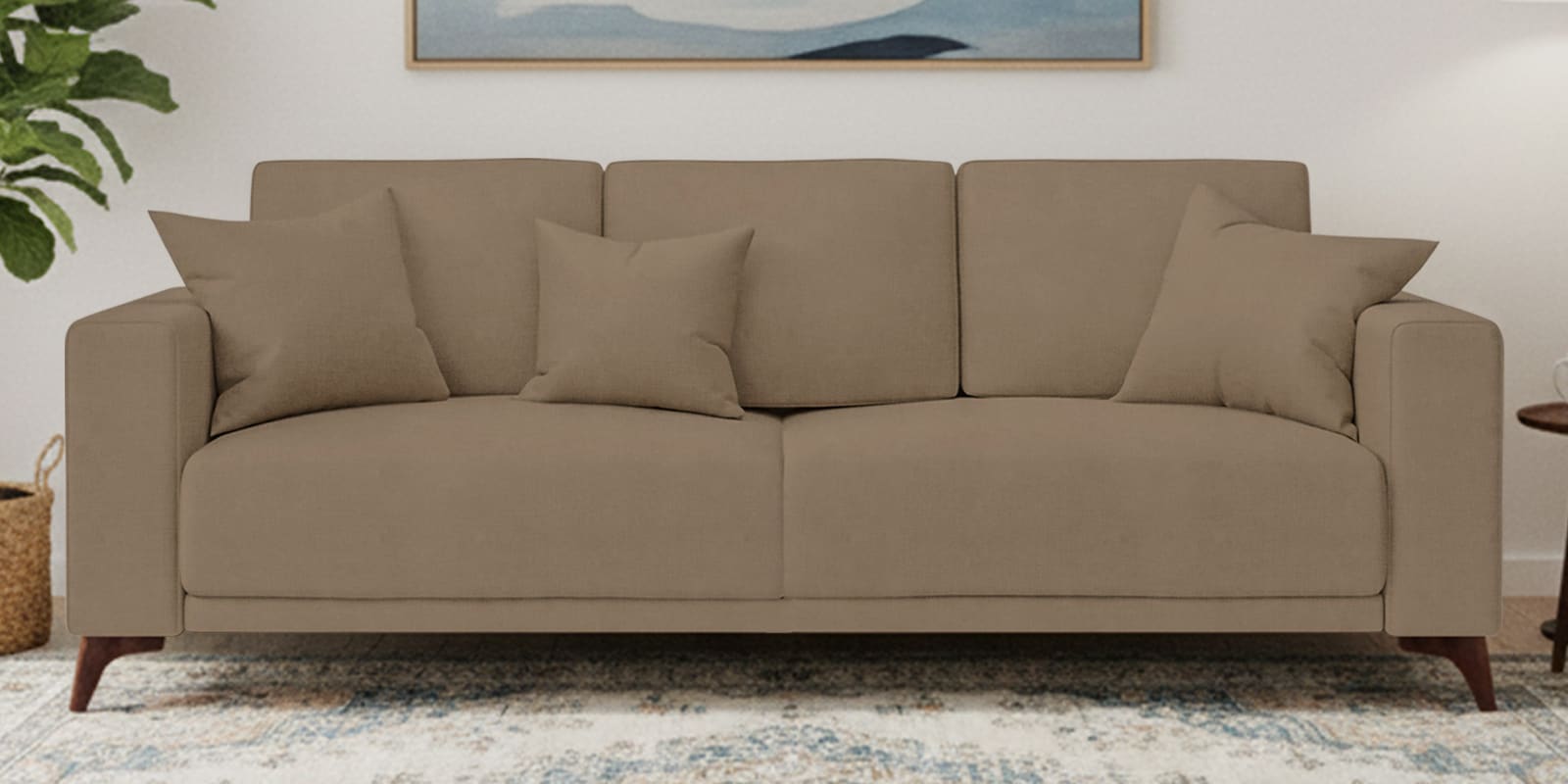 Luca Fabric 3 Seater Sofa In Hazel Beige Color