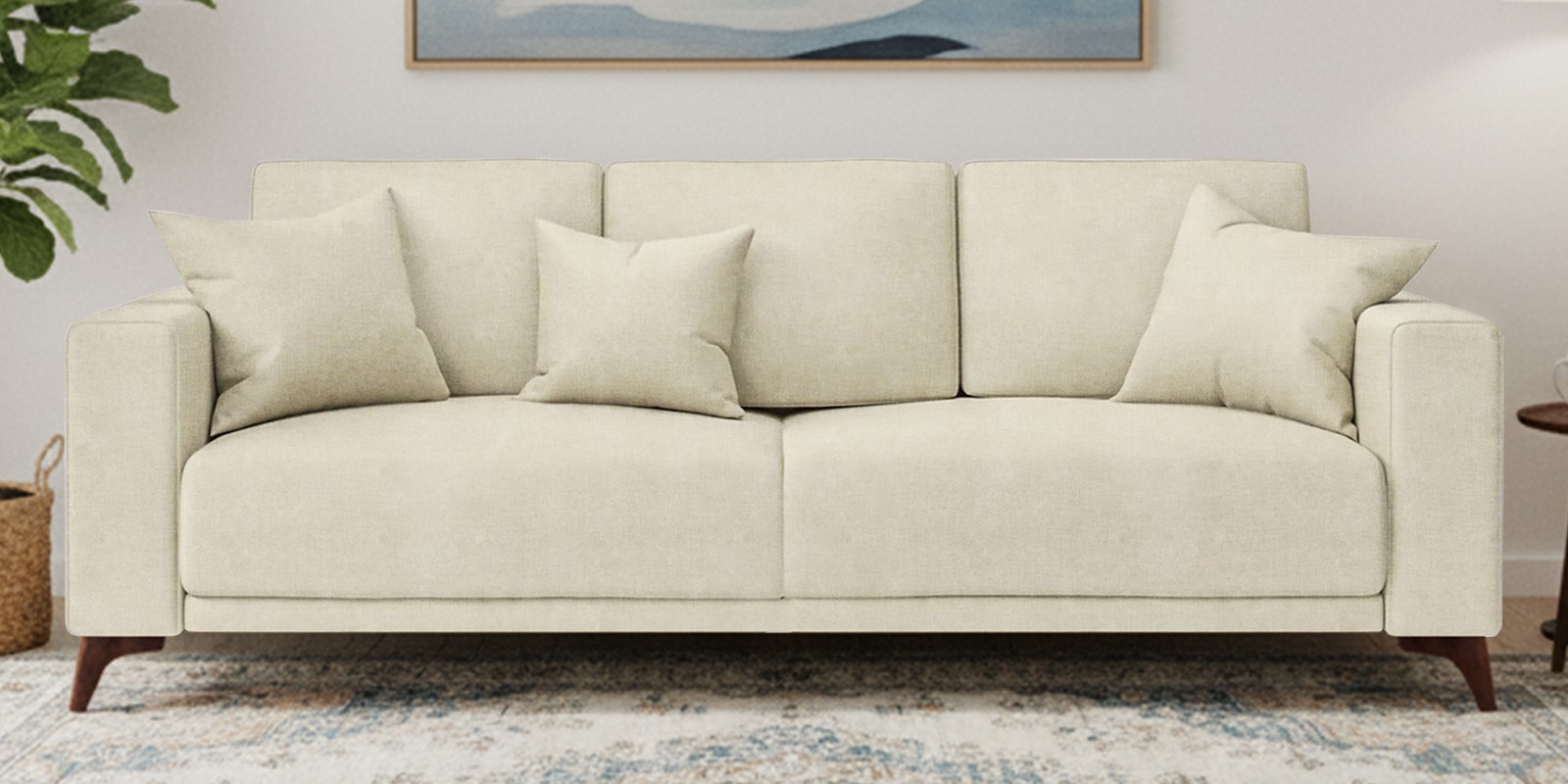 Luca Fabric 3 Seater Sofa In Maple Cream Color