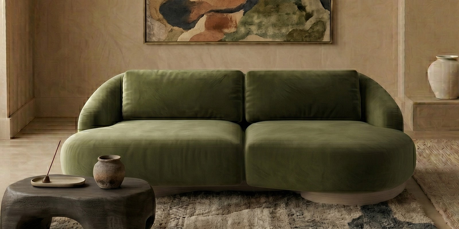 Lunara 3 Seater Sofa In Olive Colour