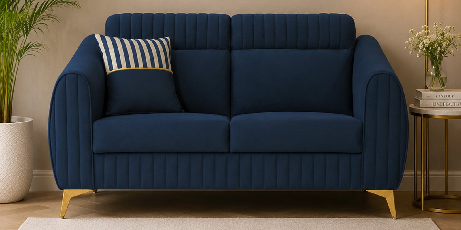 Luster Plus 2 Seater Sofa in Blue Colour