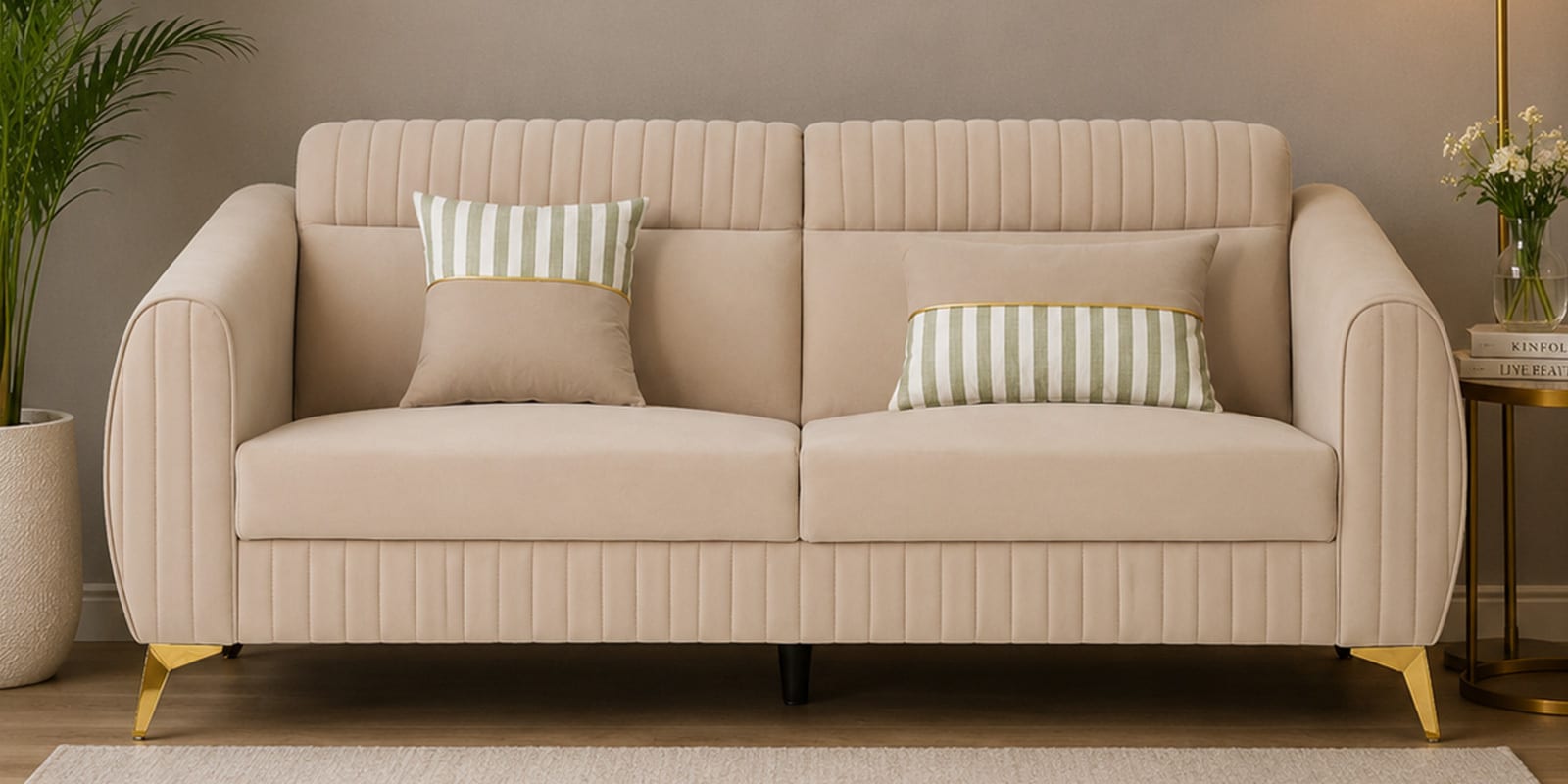 Luster Plus 3 Seater Sofa in Beige Colour
