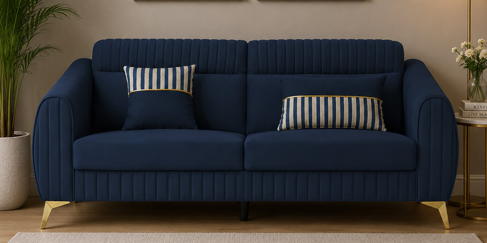 Luster Plus 3 Seater Sofa in Blue Colour