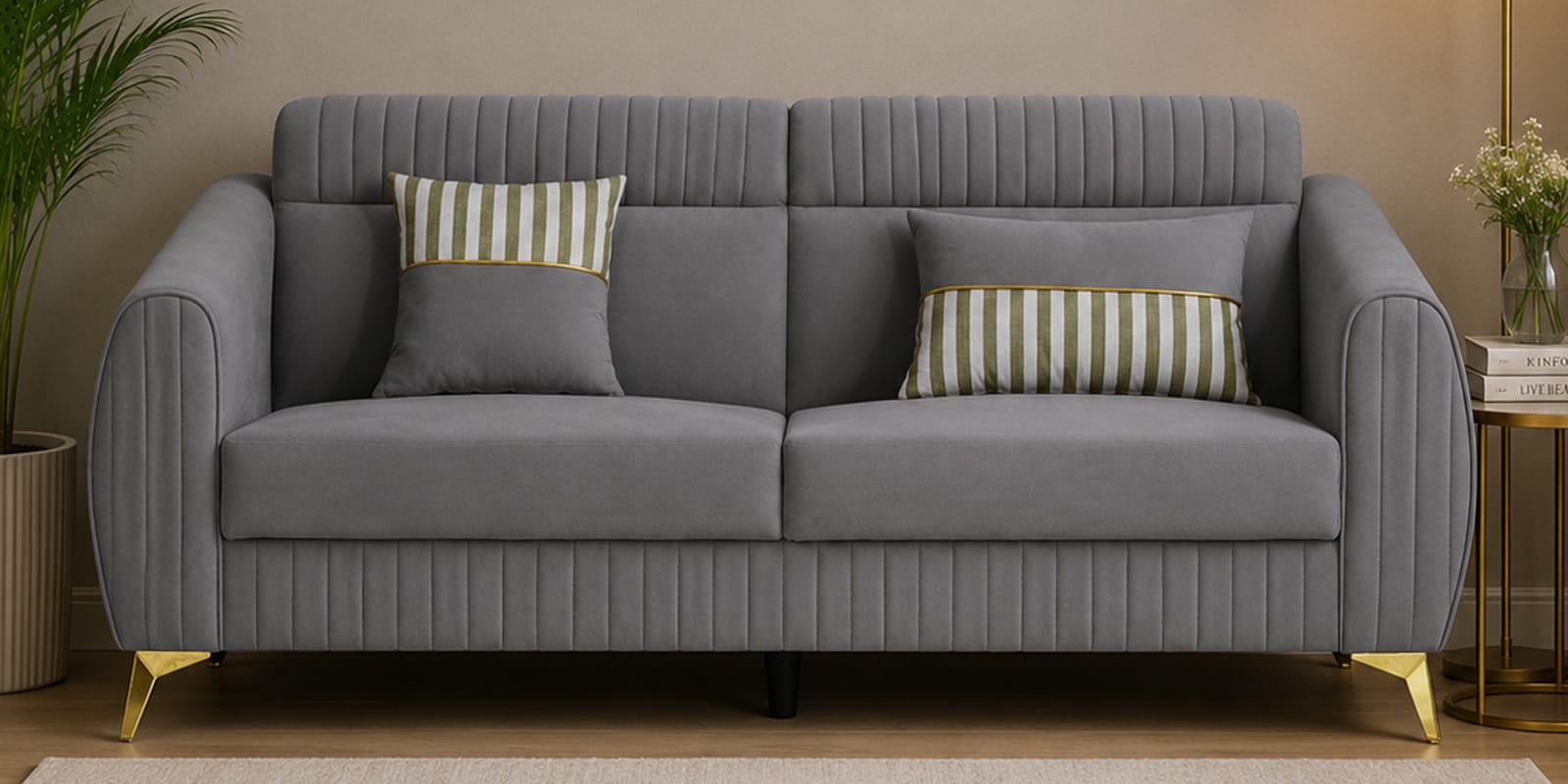 Luster Plus 3 Seater Sofa in Grey Colour