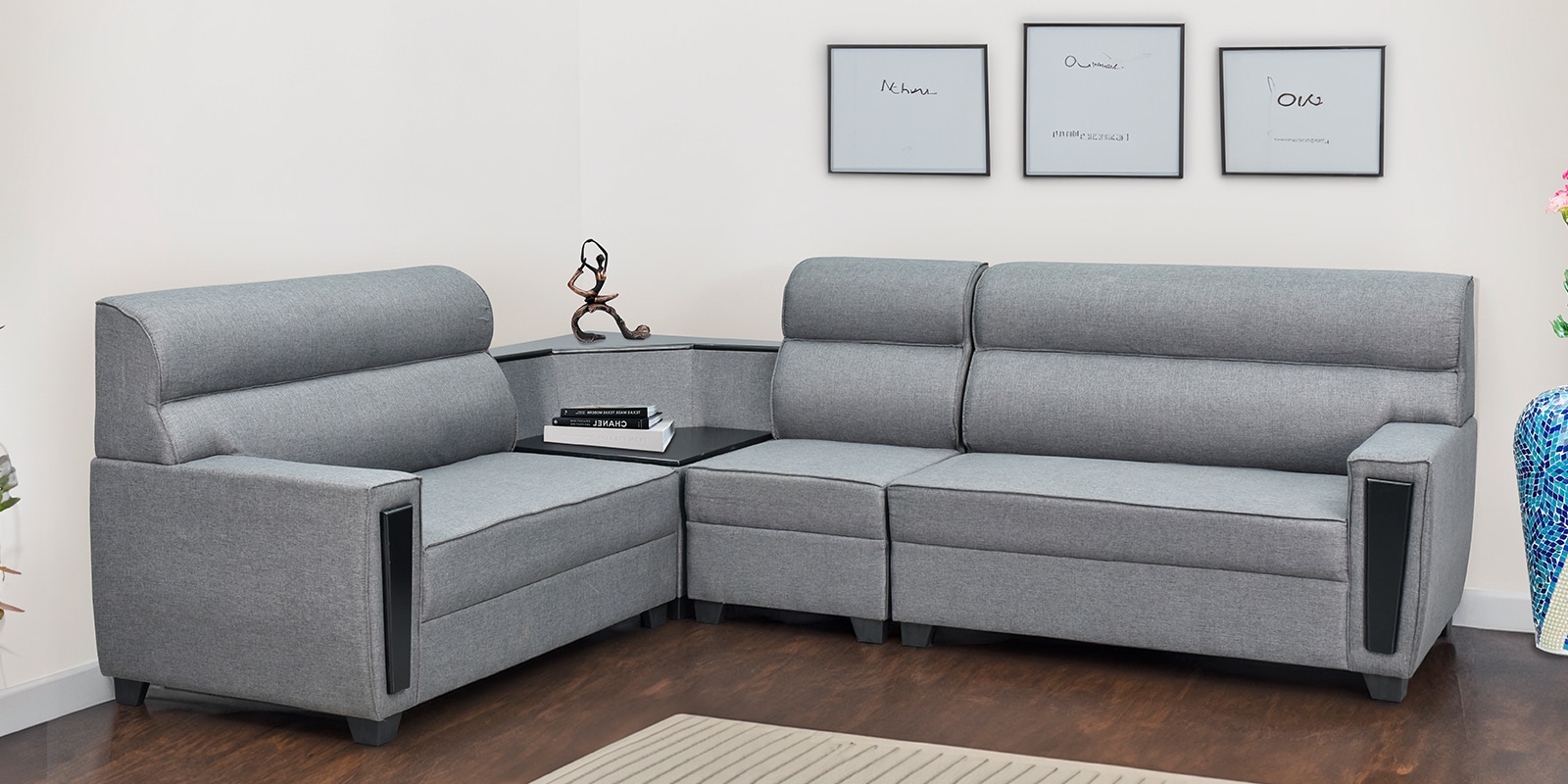 Luxe Fabric Corner Sofas In Grey Color Luxe Fabric Corner Sofas In Grey Color
