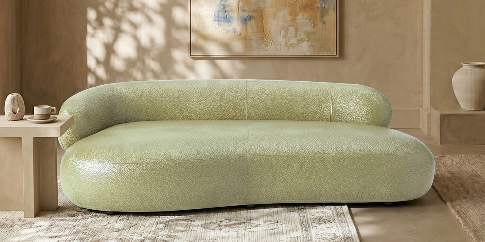 Luxe Lounge Boucle 3 Seater Sofa In Olive Green Colour Luxe Lounge Boucle 3 Seater Sofa In Olive Green Colour
