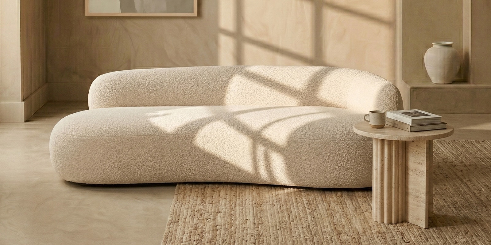 Luxe Lounge Boucle 3 Seater Sofa In White Colour Luxe Lounge Boucle 3 Seater Sofa In White Colour
