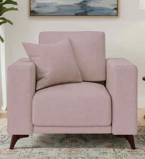 Luca Fabric 1 Seater Sofa In Almond Beige Colour