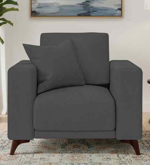 Luca Fabric 1 Seater Sofa in Stone Grey Colour