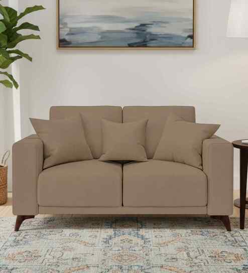 Luca Fabric 2 Seater Sofa In Hazel Beige Colour