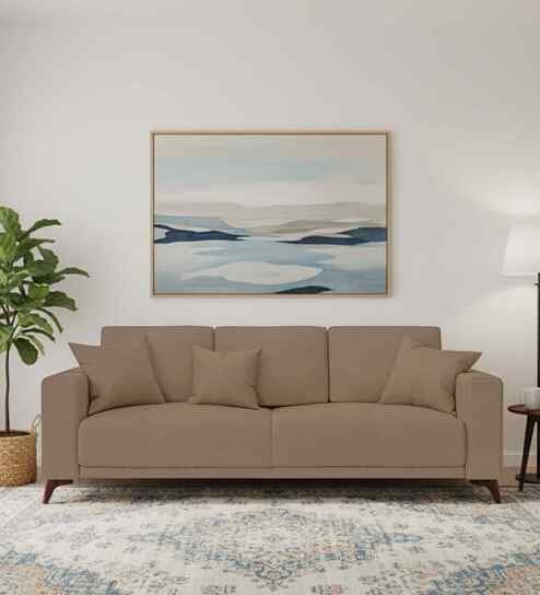 Luca Fabric 3 Seater Sofa In Hazel Beige Colour