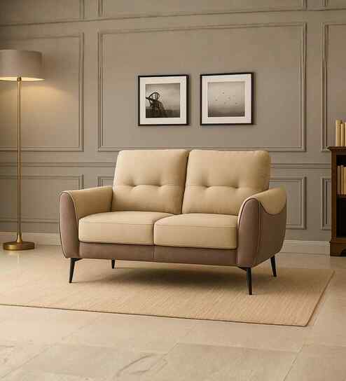 Lucca Italian Fabric 2 Seater Sofa In Beige Colour