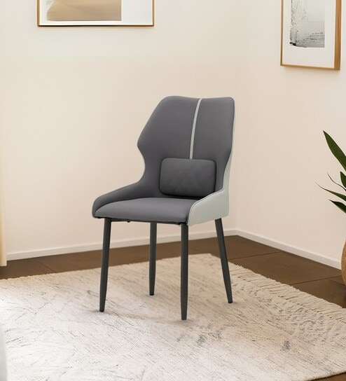 Lucca Italian Leatherette Dining Chair In Grey Finish
