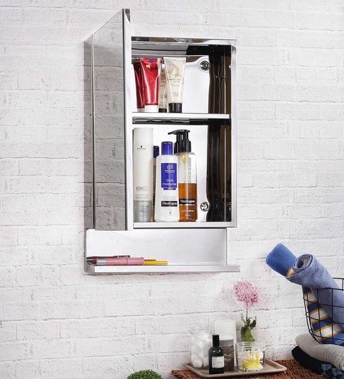 Buy Stainless Steel Silver 3 Compartment Bathroom Cabinet With