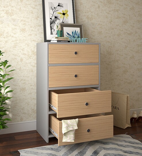 Buy Lucida Chest Of Drawers In Light Grey And Oak Grey Finish By