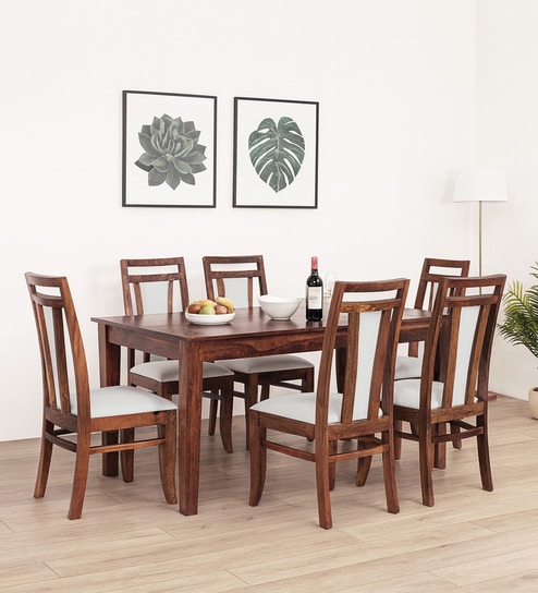Ludberg Sheesham Wood 6 Seater Dining Set in Provincial Teak Finish