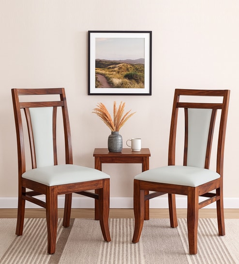 Ludberg Sheesham Wood Dining Chairs in Provincial Teak Finish (Set Of 2)