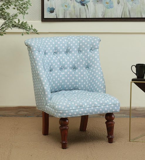 Buy Ludovic Accent Chair In Polka Dot Print Honey Oak Finish By