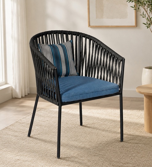 bohemiana from pepperfry Luft Outdoor Chair In Blue Colour With Cushion-picture-18