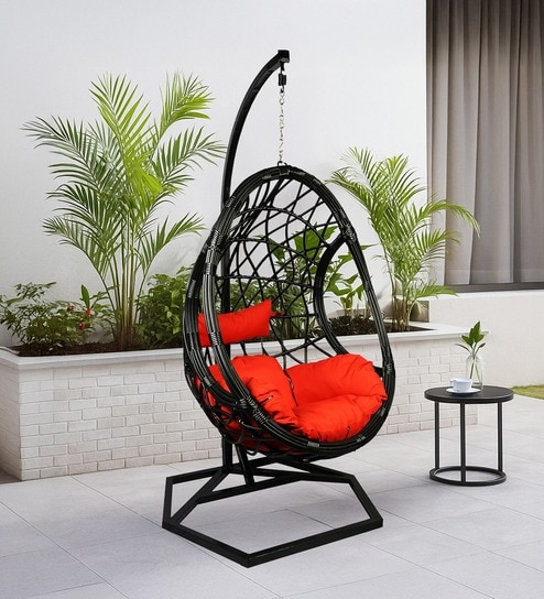 Lugano Wicker Swing In Black Finish