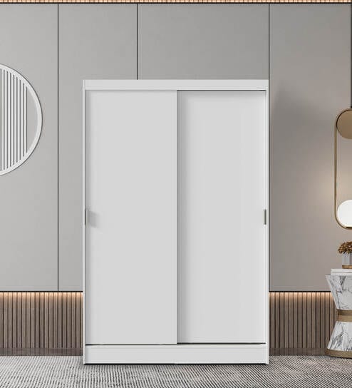 Luke 2 Door Sliding Wardrobe in White Colour