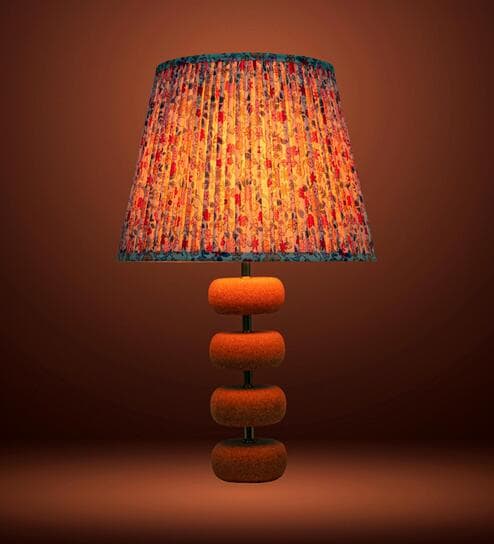 Pink Lume Floating Oval Steps Table Lamp in Natural Cork with Lampshade