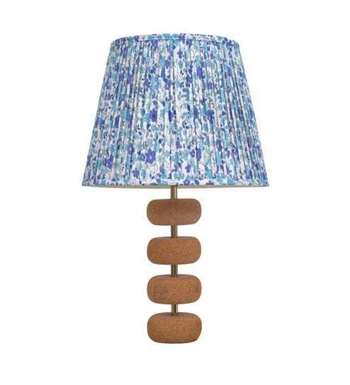 Blue Lume Floating Oval Steps Table Lamp in Natural Cork with Lampshade