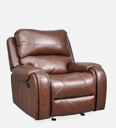 New Leather 1 Seater Manual Recliner In Brown Colour