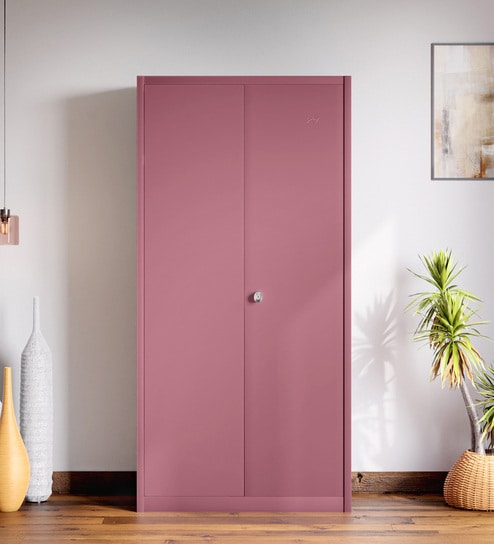 Luminex Textured 2-Door Steel Wardrobe in Dusty Rose Finish