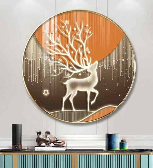 Luminious Deer Acrylic Round Wall Art