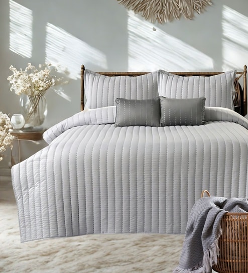 Luna 5 Pc- Quilted Bedcover With 2 Pillow Covers And 2 Cushions