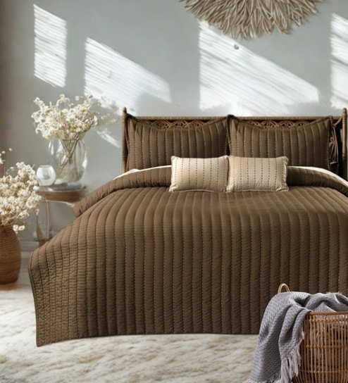 Luna 5 Pc- Quilted Bedcover With 2 Pillow Covers And 2 Cushions