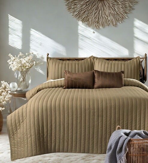 Luna 5 Pc- Quilted Bedcover With 2 Pillow Covers And 2 Cushions